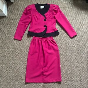 Vintage 80s Hot Pink Skirt Suit